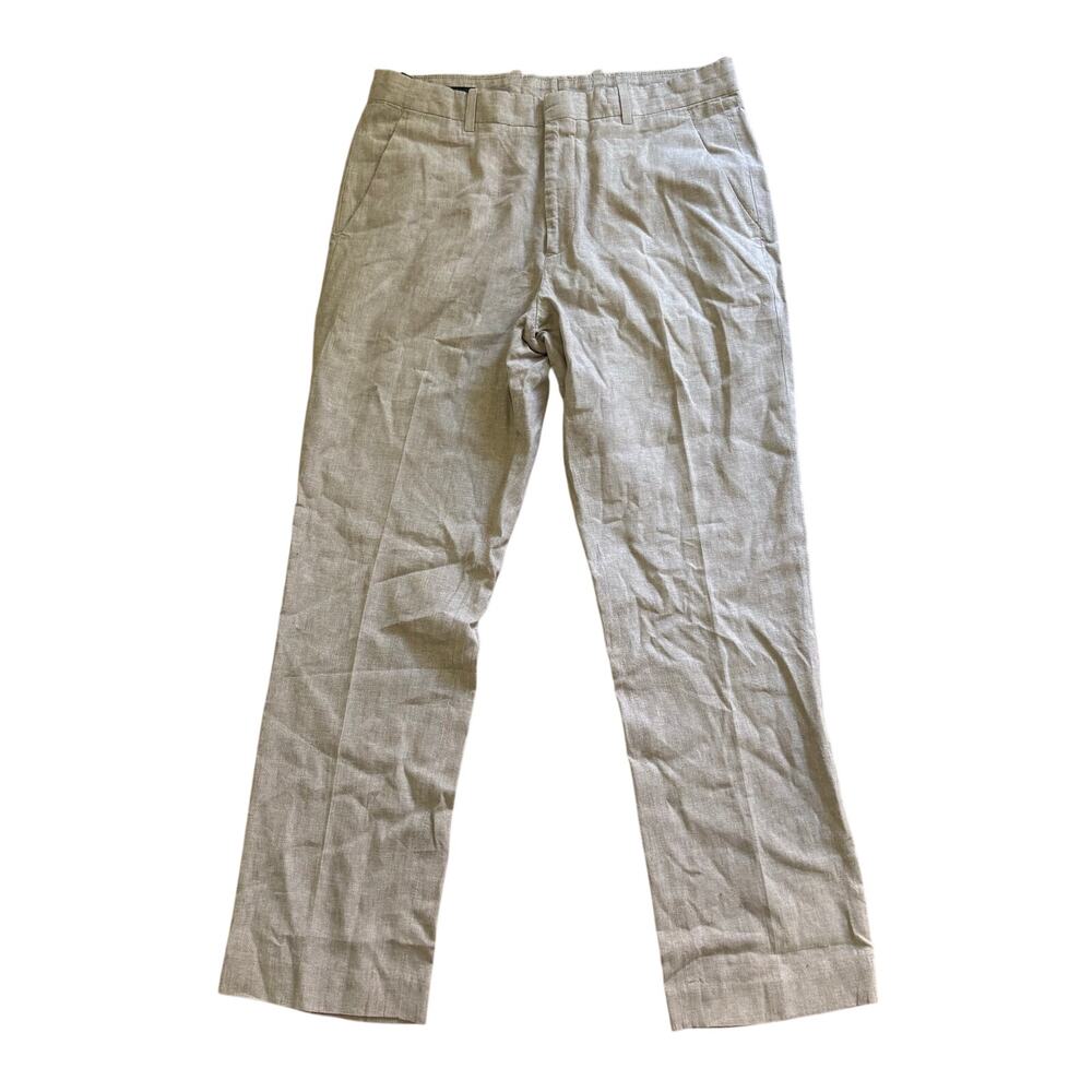 Perry Ellis Men’s Linen Cotton Pants Beige Casual Dress Resort Travel Size 32x30